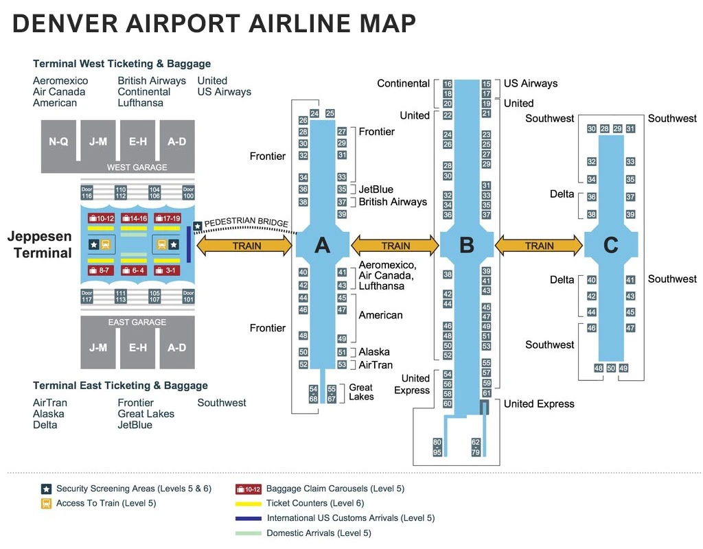 Denver Airport Airline Map
