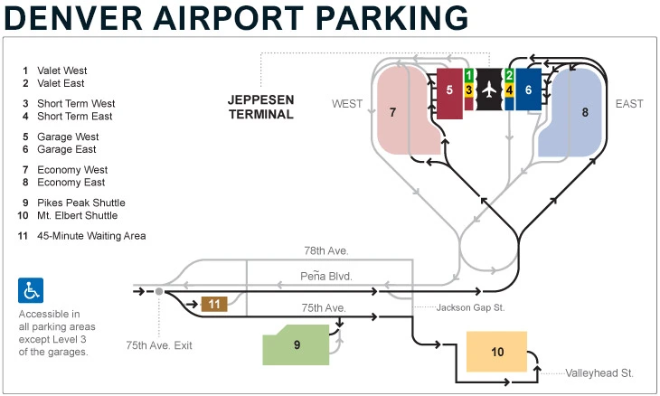 DEN Airport Parking Map